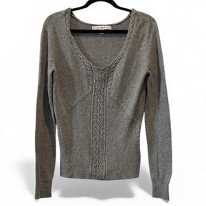 TOMMY HILFIGER WOMENS Gray SCOOP NECK SWEATER Cashmere Blend Medium Y2K Gilmore